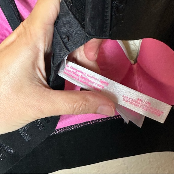 PINK VICTORIAS SECRET wear everywhere wireless bra black gray swirl pattern 34c - Picture 3 of 5